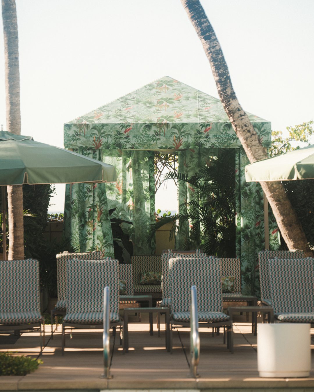 Cabana pavilion dressed in the Paradise print