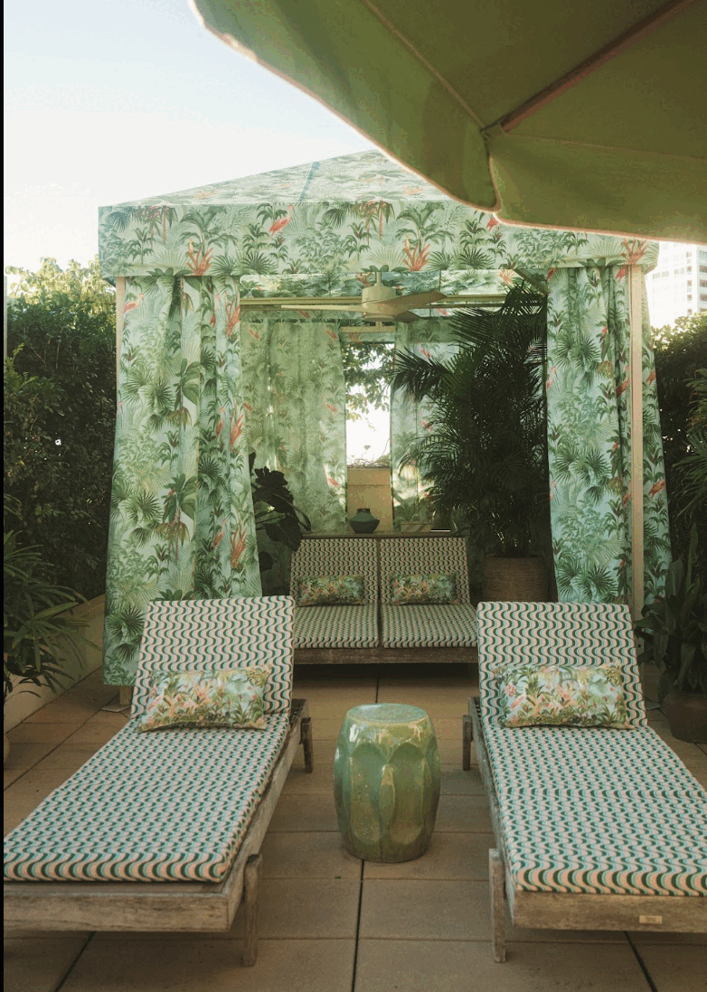 Cabana at the Four Seasons Miami dressed in a custom PatBO print