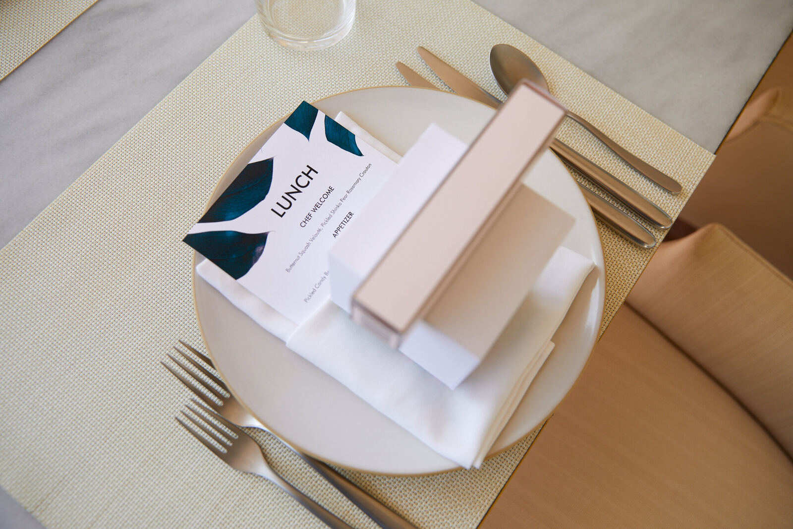 Lunch place setting with a personalized menu