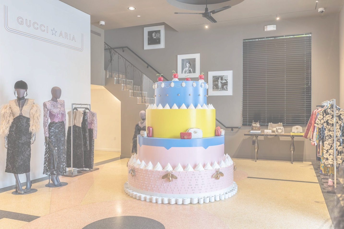 The Gucci Aria birthday cake installation at The Webster