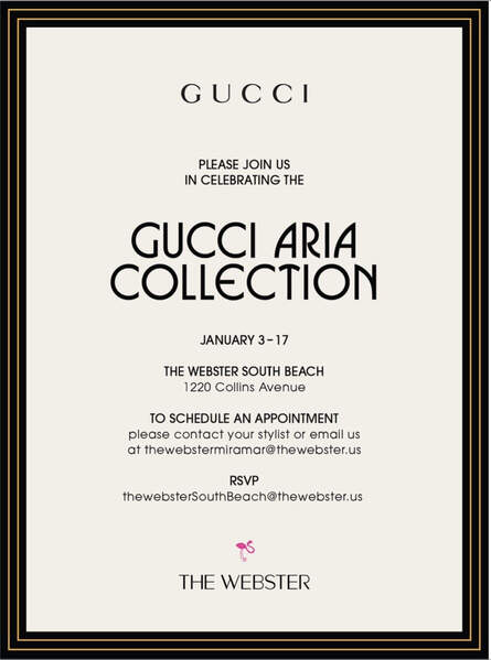 Gucci Aria Collection client invitation, South Beach