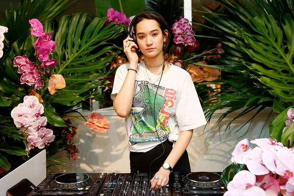 Mona Matsuoka DJing at the Montblanc × The Webster launch