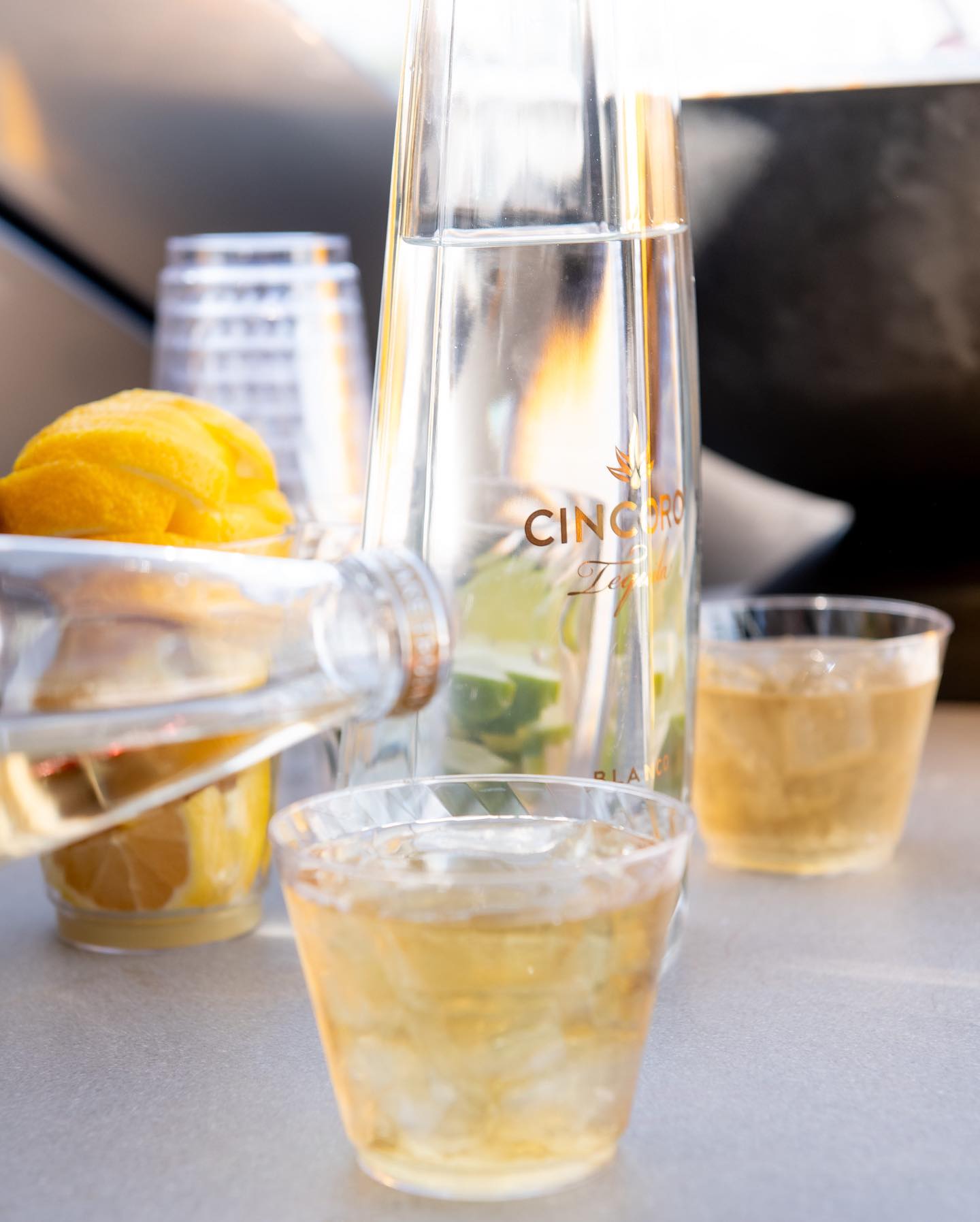 Cincoro tequila poured at the yacht bar